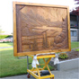 Mountain scenery relief woodcarving