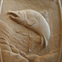 Carved salmon door woodcarving