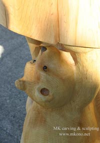 Bear table carving face