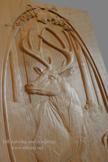 Deer carved door up