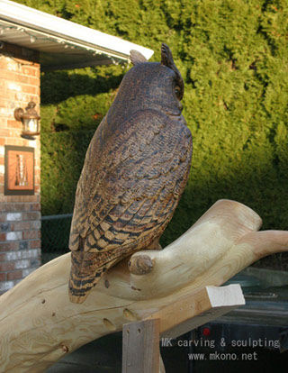 Great horned owl woodcarving 4