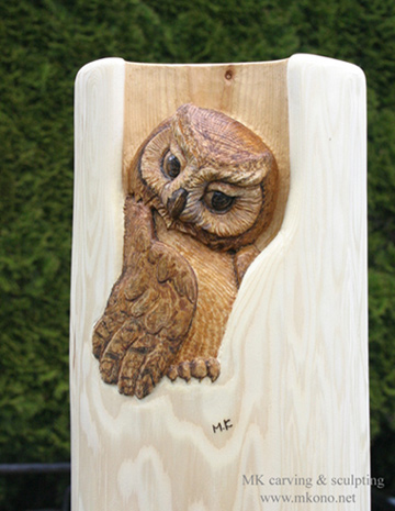 Owl wood carving _front