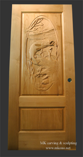 walleye pickerel carved door 2