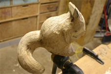 progress1 squirrel wood carving