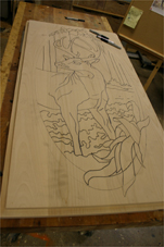 progress1 deer carved door