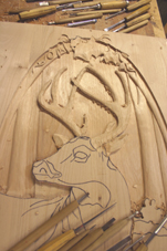 progress2 deer carved door