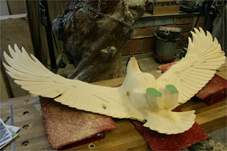 progress3 eagles wood carving