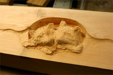 progress3 raccoons wood carving