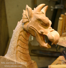 progress5 Odin dragon wood carving