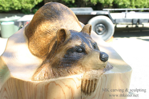 raccoon woodcarving 1
