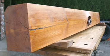 Raccoons in a hole 3 / woodcarving